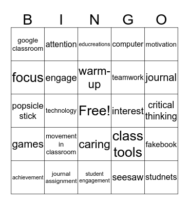 Student Engagement Bingo Card