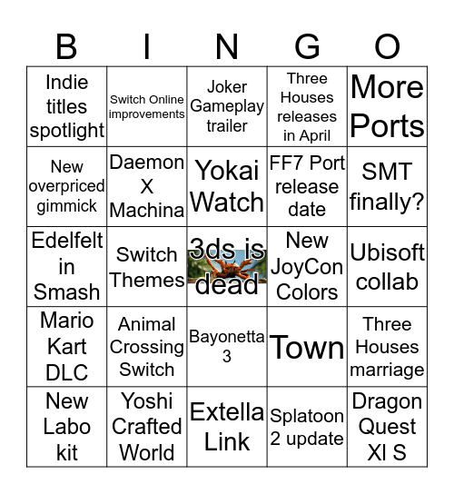 Nintendo Direct Bingo Card