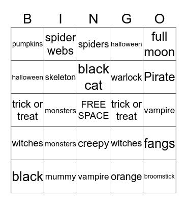 Halloween BINGO Card