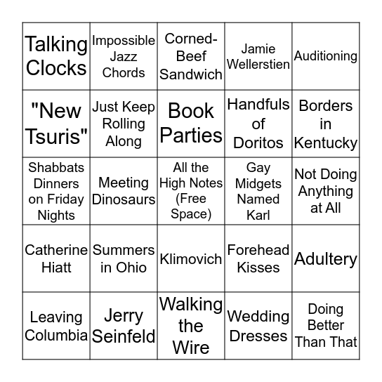 Last Five Years Culture Bingo Card