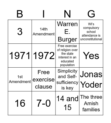 Yoder v. Wisconsin Bingo Card