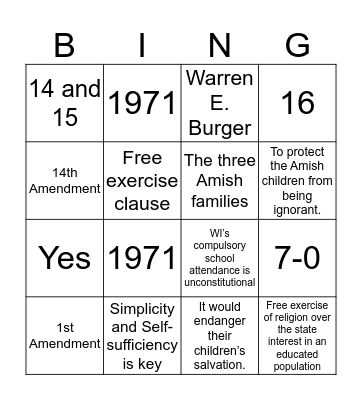 Yoder v. Wisconsin Bingo Card