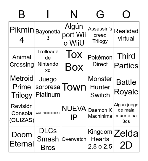 Bingazo loco Bingo Card