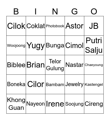 IRENE'S BOARD Bingo Card