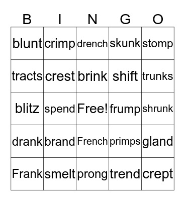 BLENDING WORDS WITH 5 SOUNDSUntitled Bingo Card