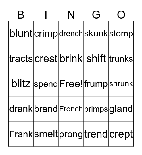 BLENDING WORDS WITH 5 SOUNDSUntitled Bingo Card