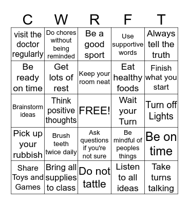 Respect Bingo Card