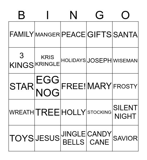 MERRY CHRISTMAS Bingo Card