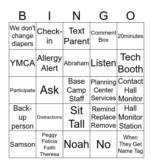 Base Camp BINGO Card