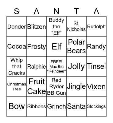 Santa Bingo Card