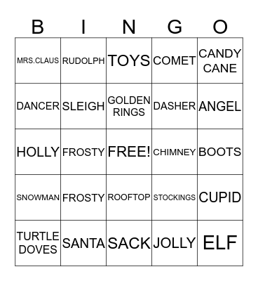CHRISTMAS BINGO Card