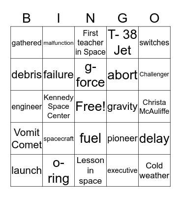 Challenger Bingo Card