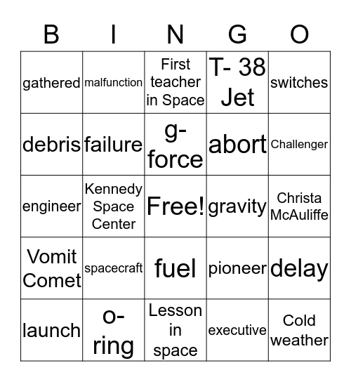 Challenger Bingo Card