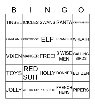 CHRISTMAS BINGO Card