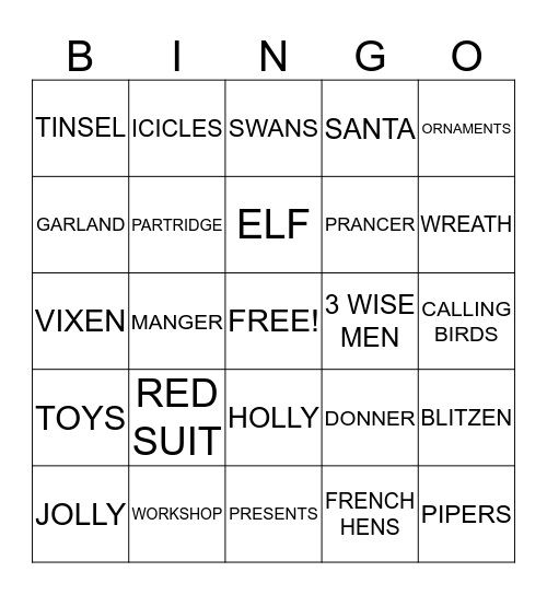 CHRISTMAS BINGO Card