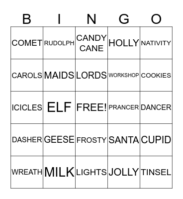 CHRISTMAS BINGO Card