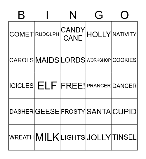CHRISTMAS BINGO Card