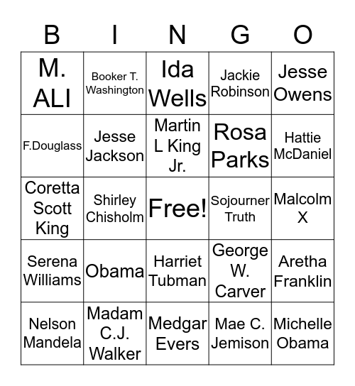 African American History Bingo Card