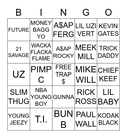 TRAP BINGO  Bingo Card