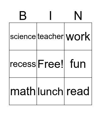 Henry Bingo Card