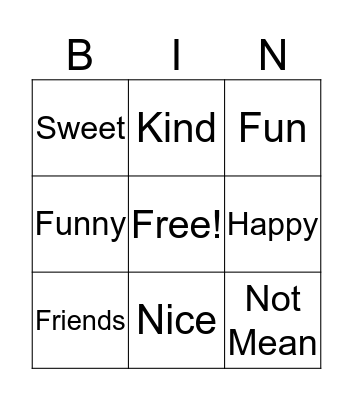 Rachel Bingo Card