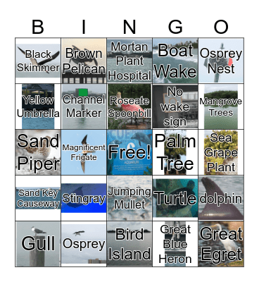 Tropical Family Cruise Bingo Card