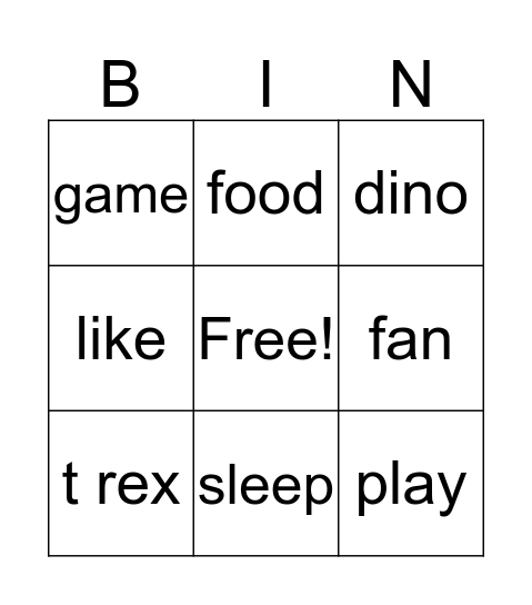 Kieran Bingo Card