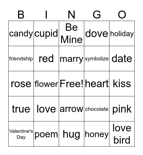 Valentine's Day Bingo Card