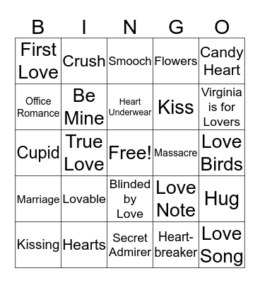 My Funny Valentine Bingo Card