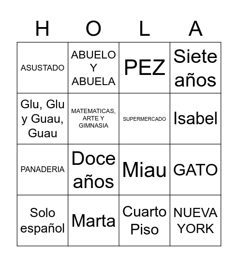 EL GATO Y EL PEZ Bingo Card