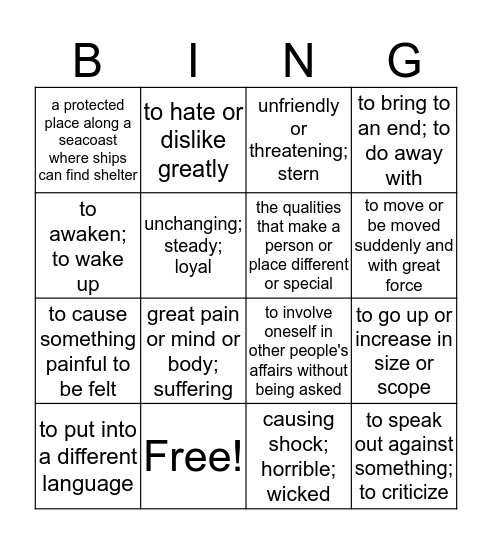 WW Book 5 Lesson 6 Bingo Card