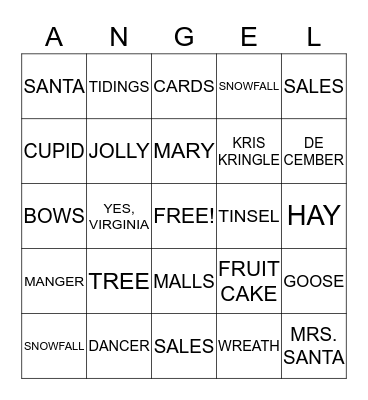 CHRISTMAS BINGO Card