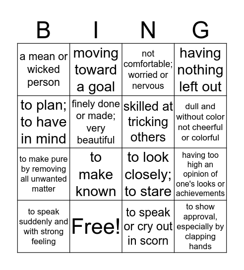 WW Book 5 Lesson 6 Bingo Card