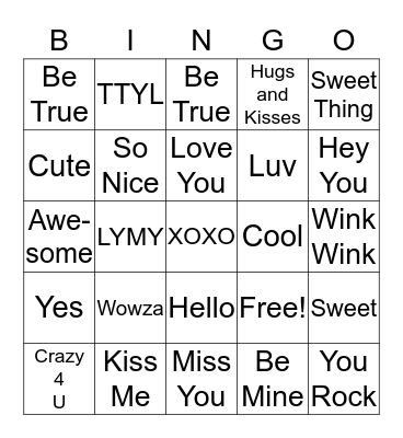 Valentine's Bingo Card