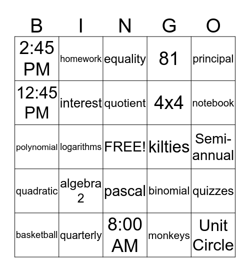 Untitled Bingo Card