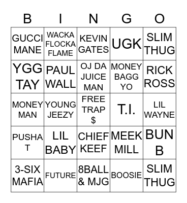 TRAP  Bingo Card