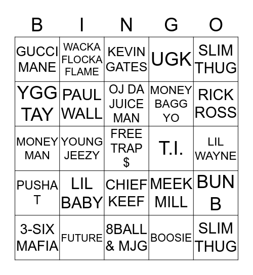 TRAP  Bingo Card