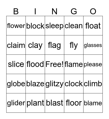 L Blends Bingo Card