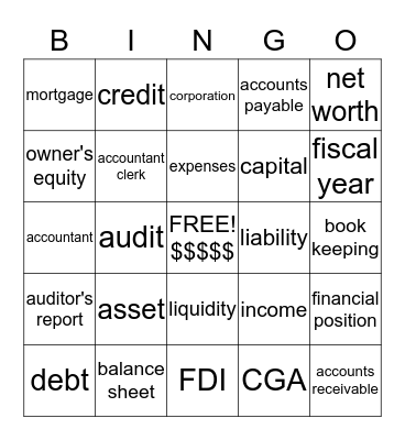 Accounting Terms BINGO Card