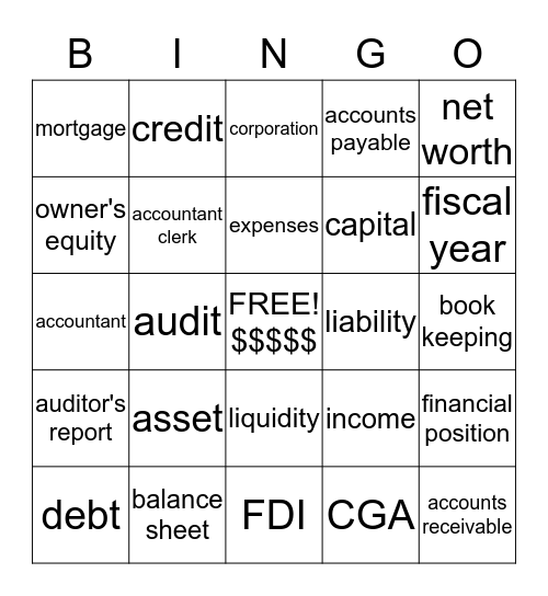 Accounting Terms BINGO Card