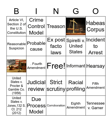 Bingo - CRJ 103 - Week 2 Bingo Card