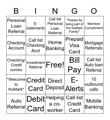 Teller Bingo Card