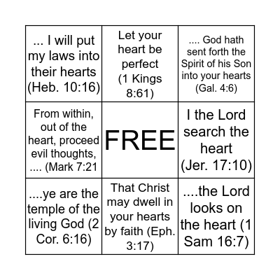 MY HEART -- CHRIST'S HOME Bingo Card