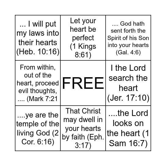 MY HEART -- CHRIST'S HOME Bingo Card