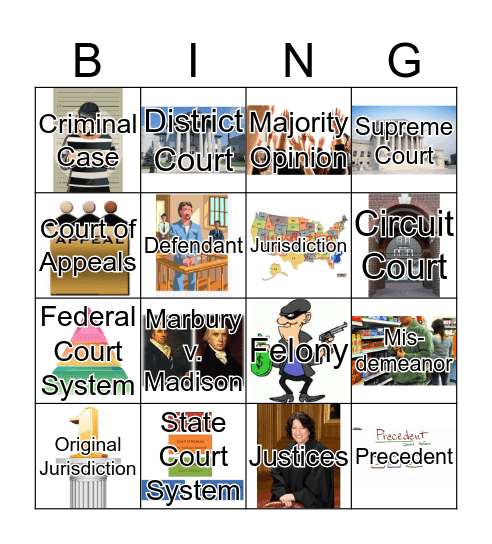 The Judiciary Bingo Card