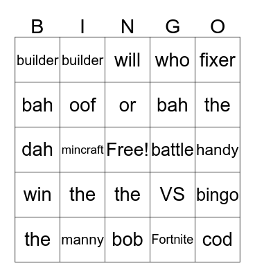 Untitled Bingo Card