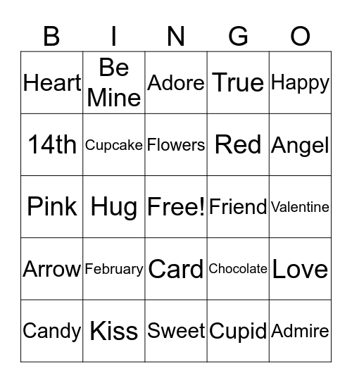 Valentine's Day Bingo Card