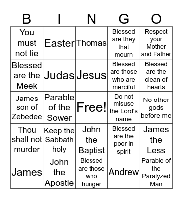 Bible Bingo Card