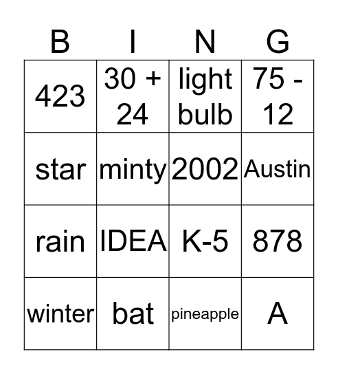 Monitoring Pathway  Bingo Card