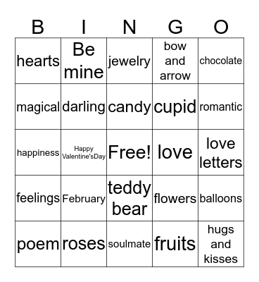 Valentine's Bingo Card